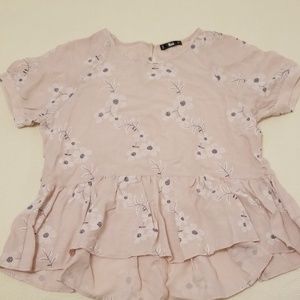 SheIn pink short sleeve high-low hem blouse size L